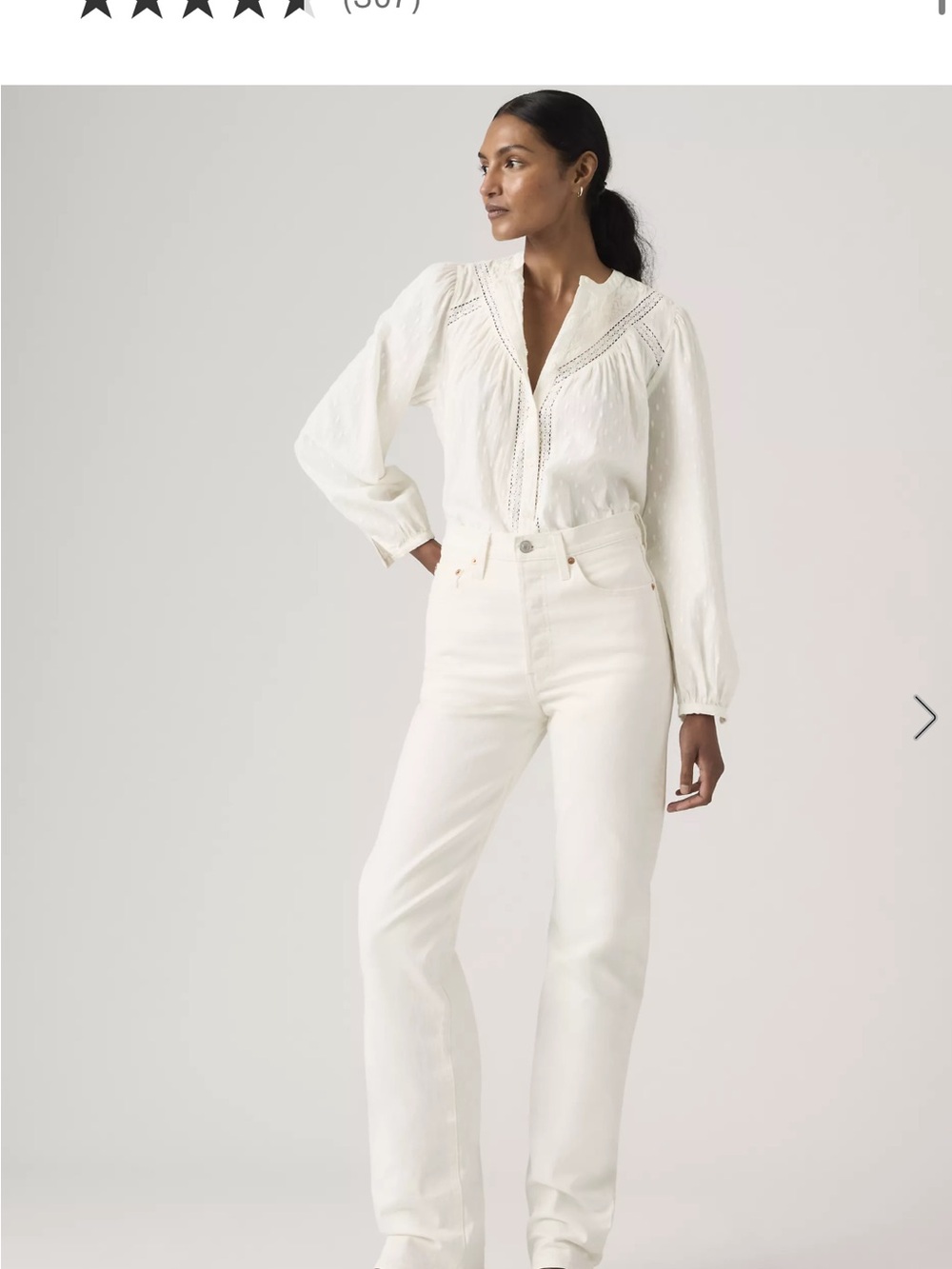 Levi's High-Rise Straight Jeans in Cream-White